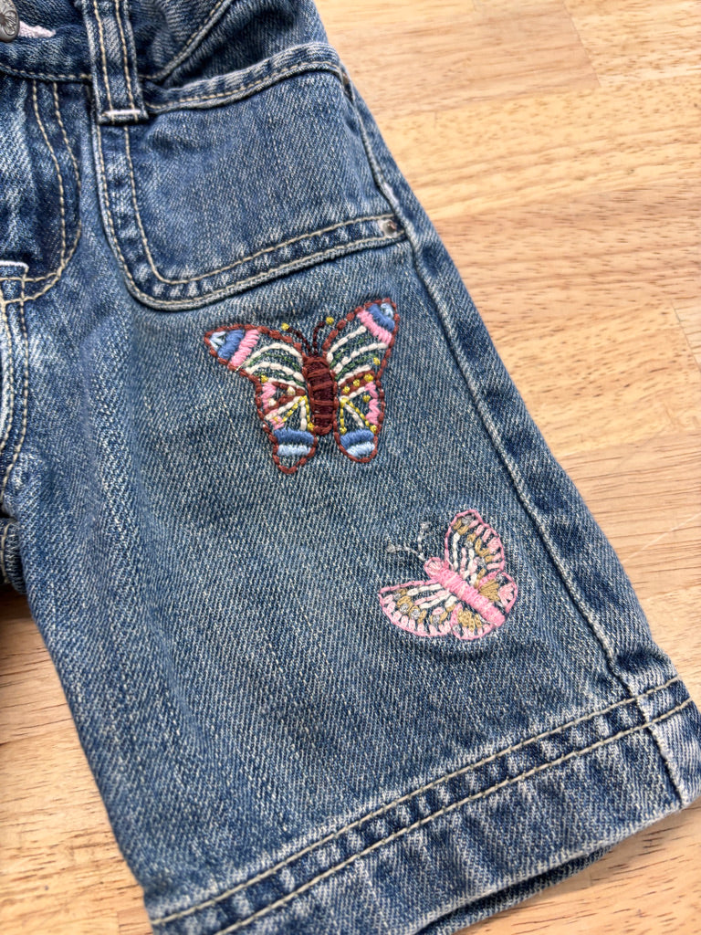 Gap 12–18M Denim Bermuda Shorts – Butterfly Embroidery