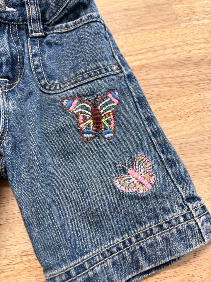 Gap 12–18M Denim Bermuda Shorts – Butterfly Embroidery
