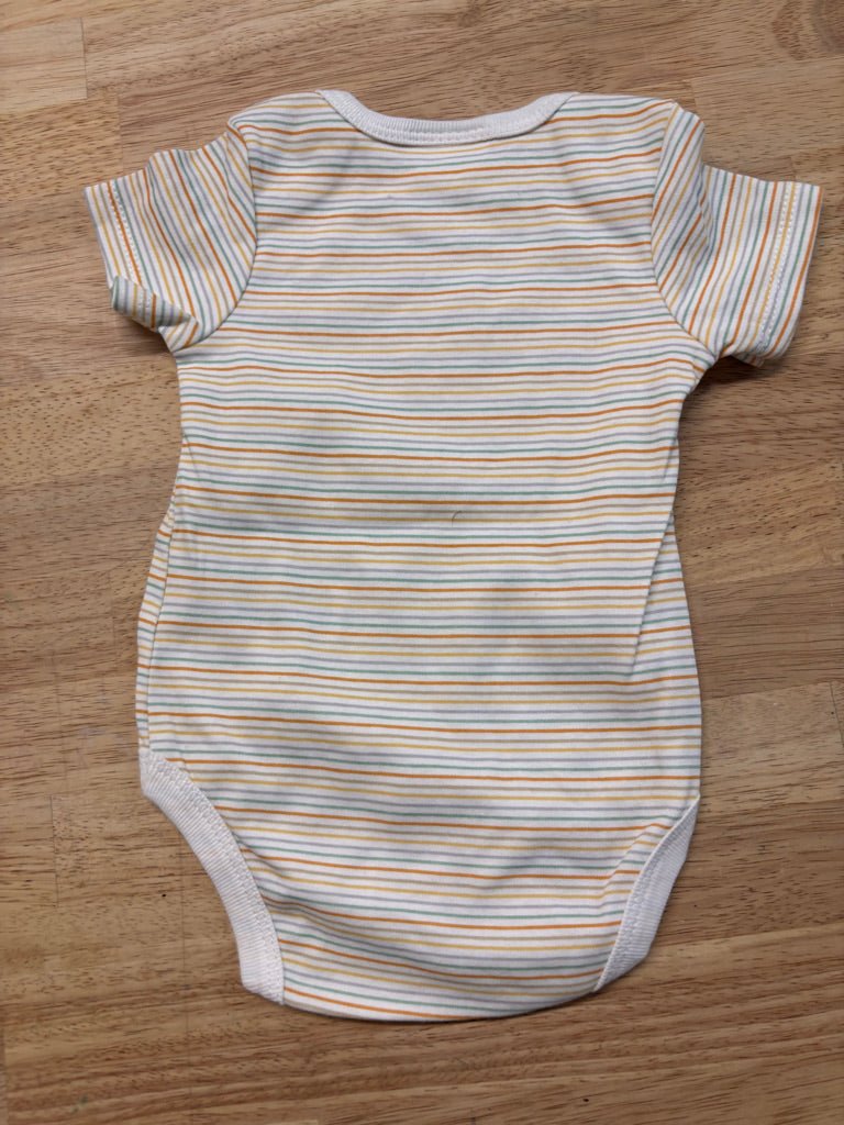 Tres Beau et Belle 3 - 6 Month Orange Striped Bodysuit - Nest and Sprout - Consignment