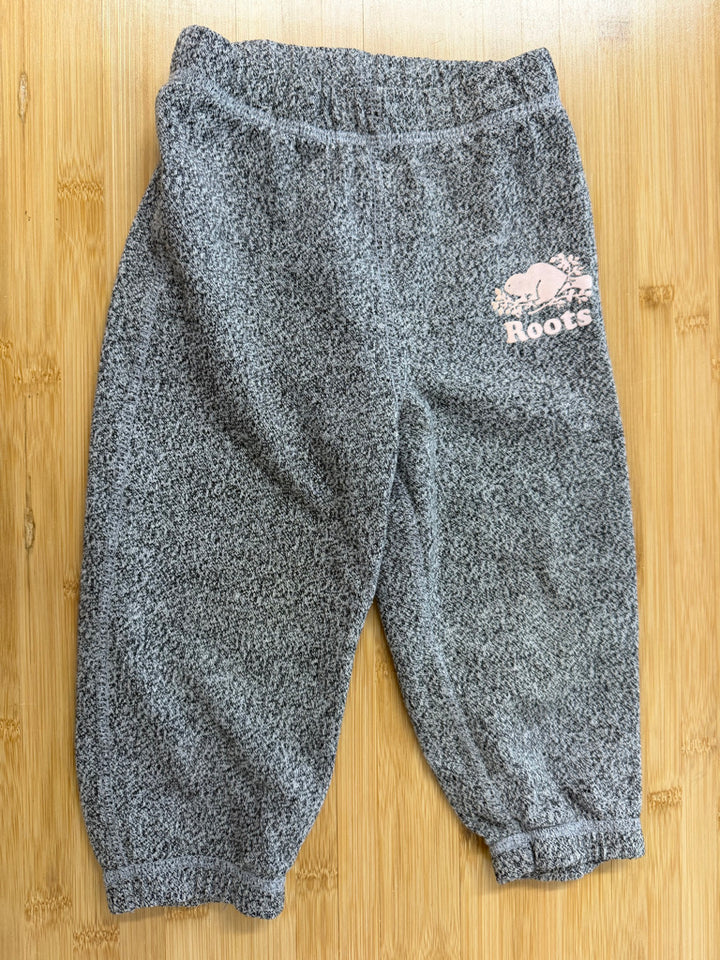 Roots Heathered Joggers – 18–24M | Light Pink Roots Logo