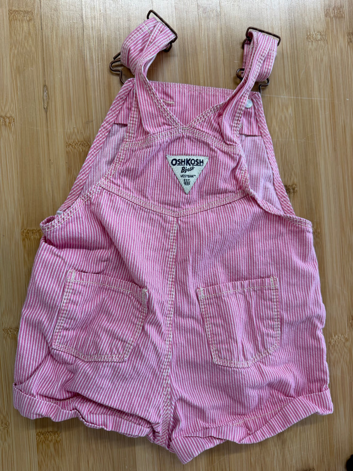 OshKosh Pink Pinstripe Short Overalls – 24M