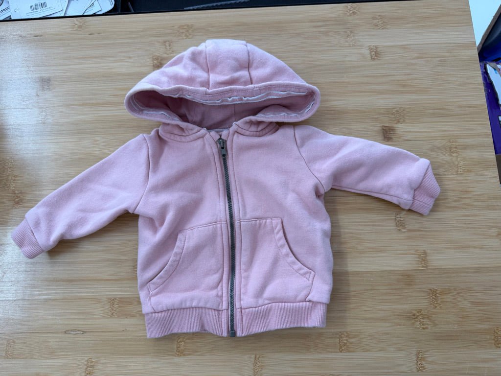 M&S Zip-Up Hoodie – 3–6M | Light Pink - Nest and Sprout-Consignment