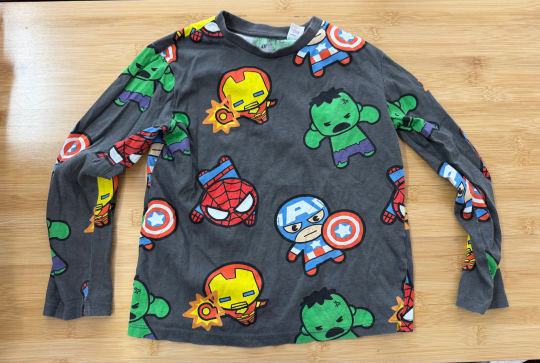 H&M Long Sleeve Shirt – 6/8 | Charcoal | Marvel Superheroes