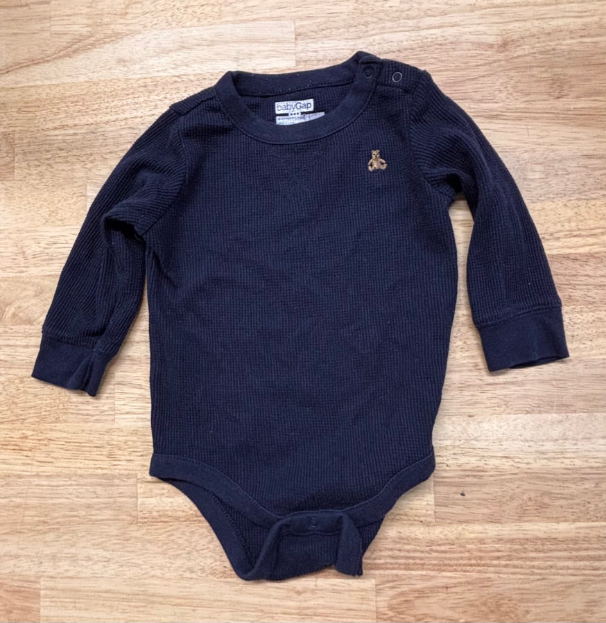 GAP 6–12M Waffle Bodysuit – Blue