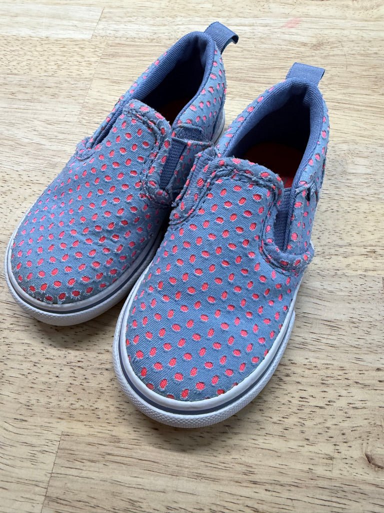 Vans Canvas Shoe – 6 | Blue with Neon Orange | Velcro - Nest and Sprout-Consignment