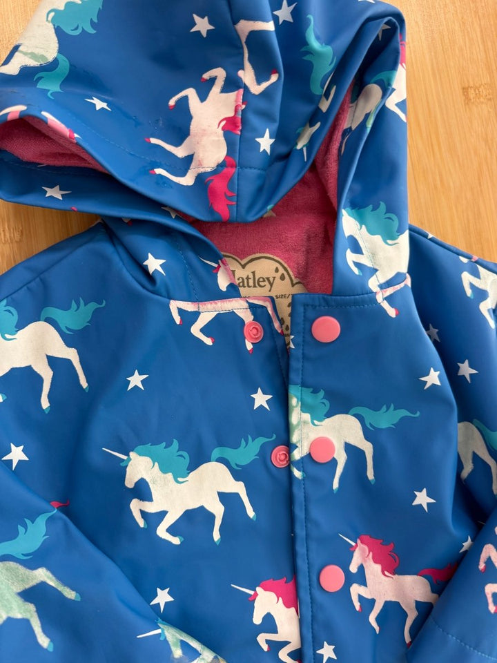 Hatley Rain Jacket – 2 | Blue Pegasus | Snap-Up | Terry Lined - Nest and Sprout-Consignment