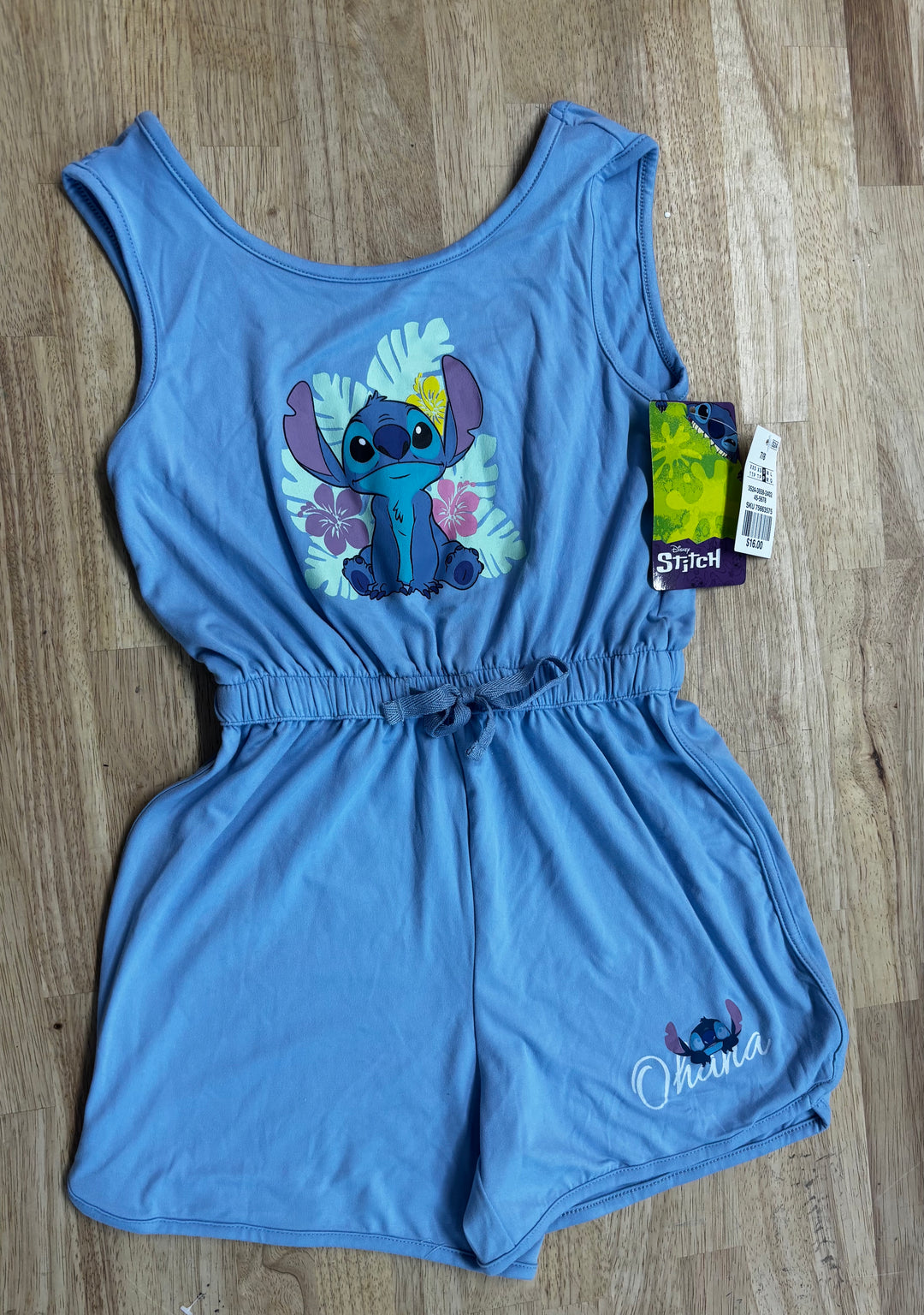 Disney Stitch Short Romper Light Blue New With Tags | Size 8