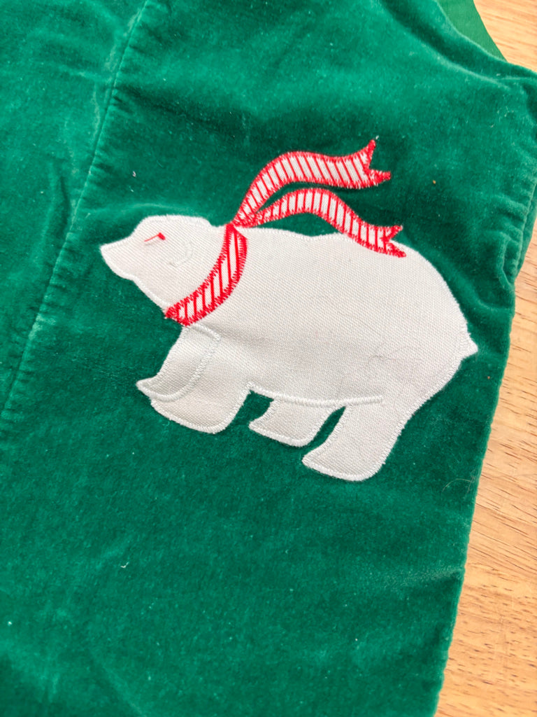 Lisa Jackson Velour Romper 3T – Green Polar Bear