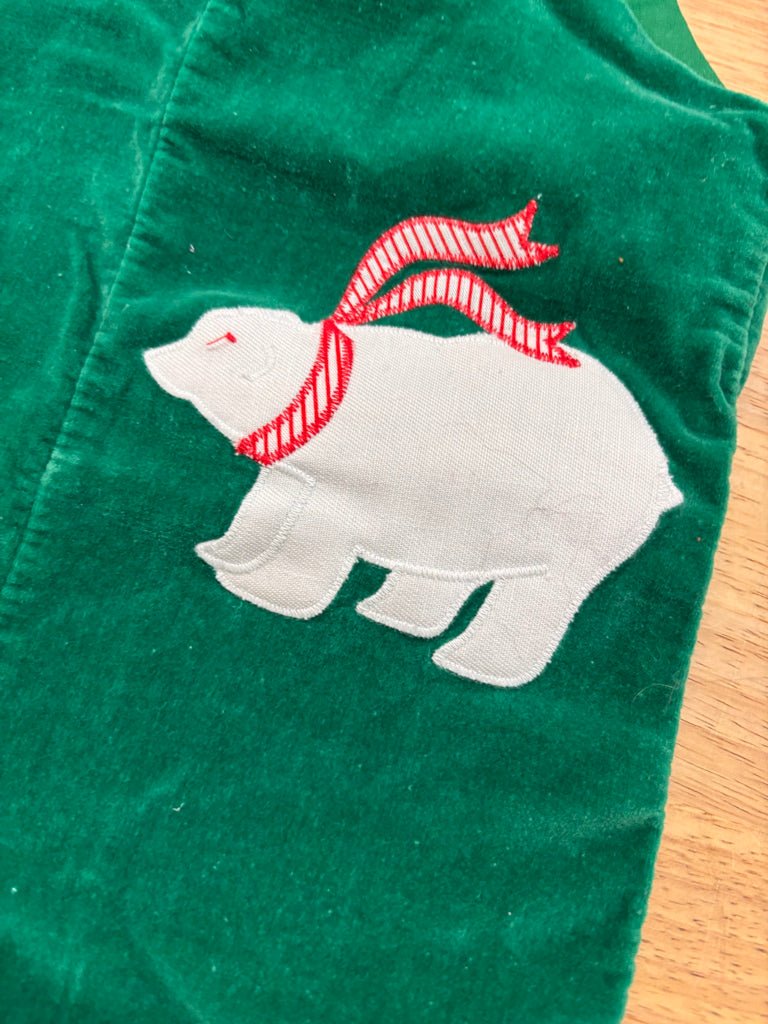 Lisa Jackson Velour Romper 3T – Green Polar Bear - Nest and Sprout - Consignment