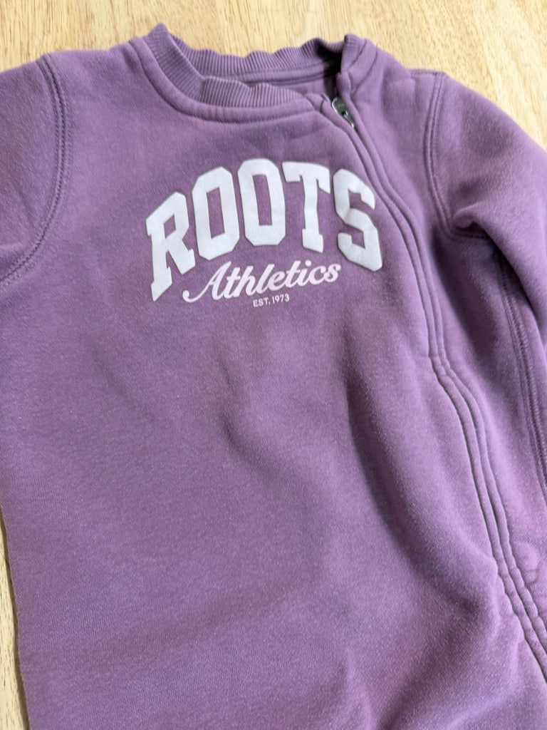 Roots Athletics One-Piece Romper – 12–18M | Light Purple Hoodie Style