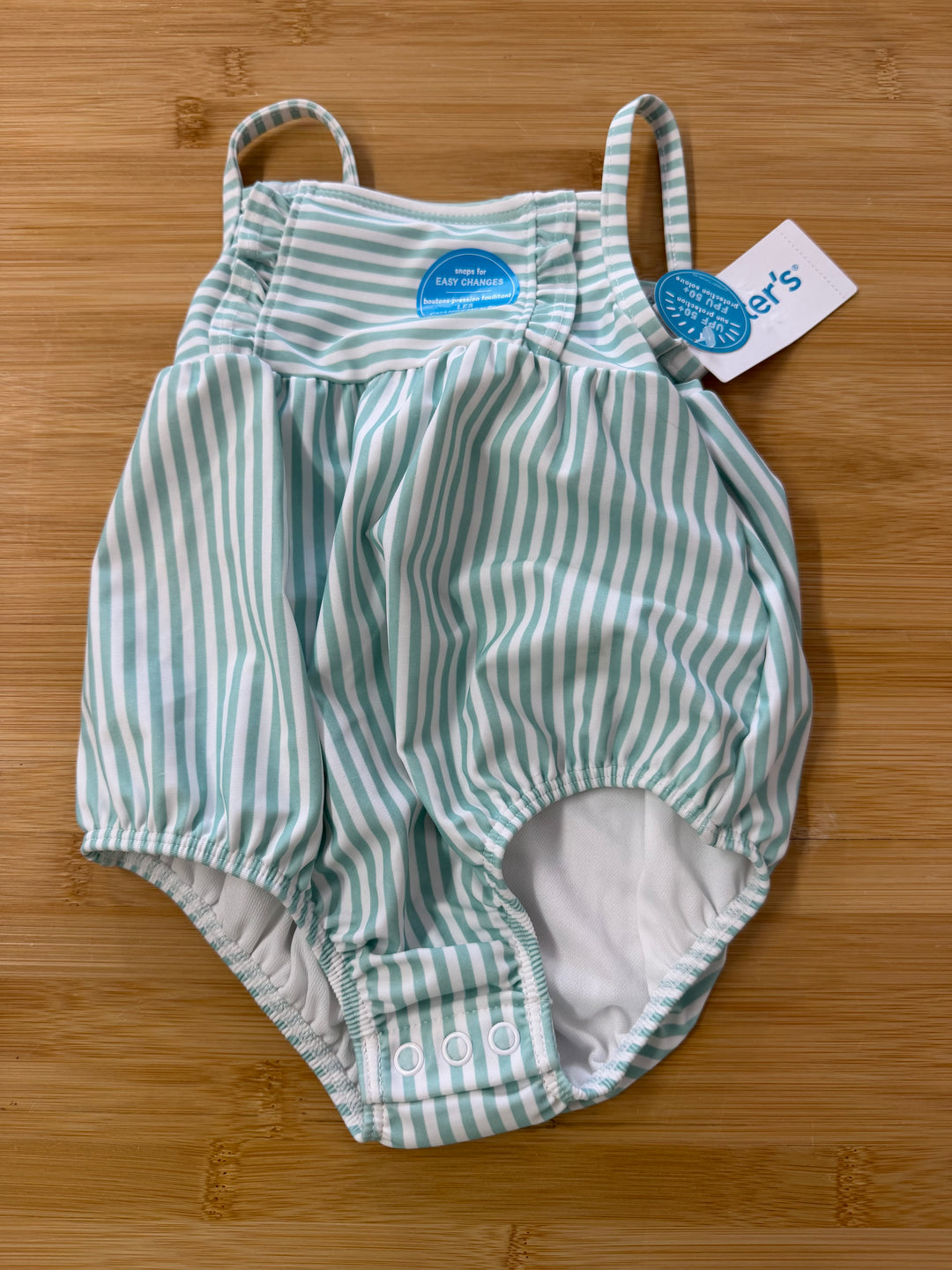 Carter's Sage Green Stripe Swimsuit – 18M | One-Piece | NWT