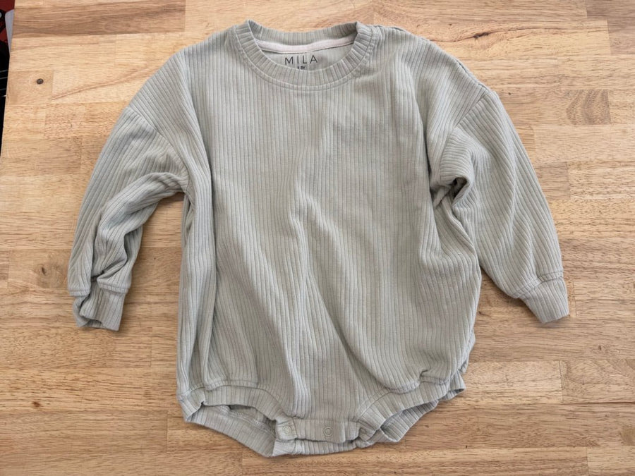 Mila & Co Romper Set – 2/3Y | Bubble Romper with Ribbed Long Sleeve Shirt - Nest and Sprout - Consignment