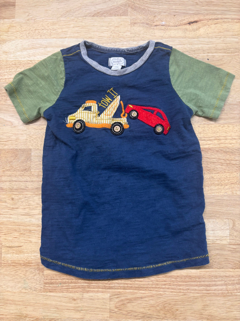 Mud Pie Tow Truck Tee – Blue/Green 4-5Y