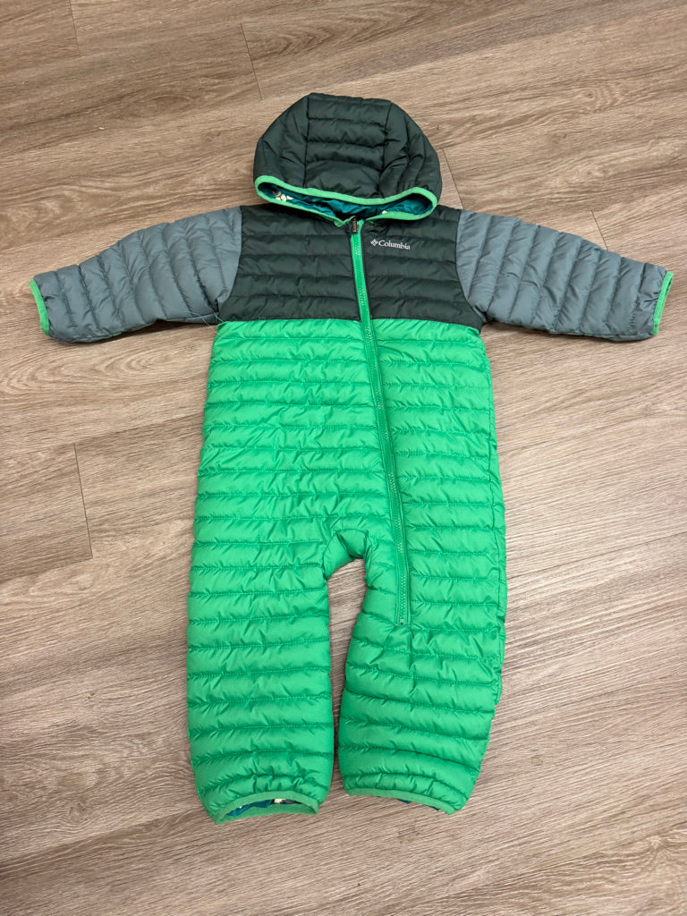 Columbia Two-Tone Green Snowsuit – 18–24M | Lightweight Polyester