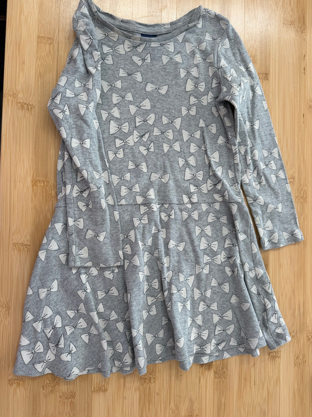 Baby Gap Bow Jersey Dress – 5Y | Grey Long Sleeve