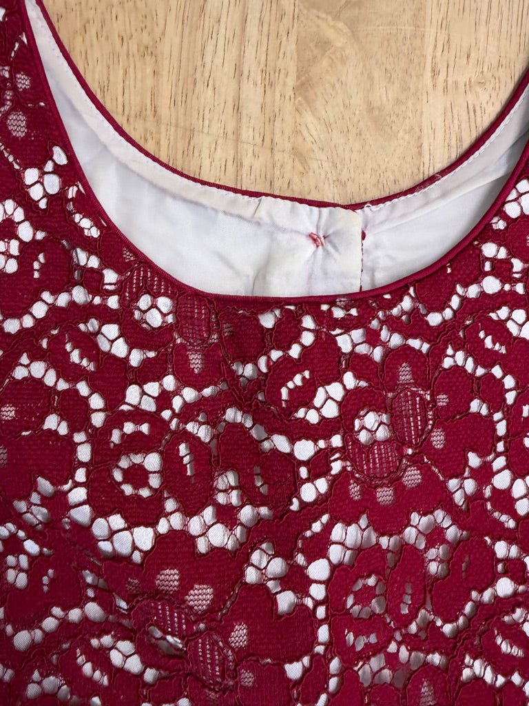 Jona Michelle Special Occasion Dress – 7 | Ruby Overlay with Silver | Button-Up - Nest and Sprout-Consignment