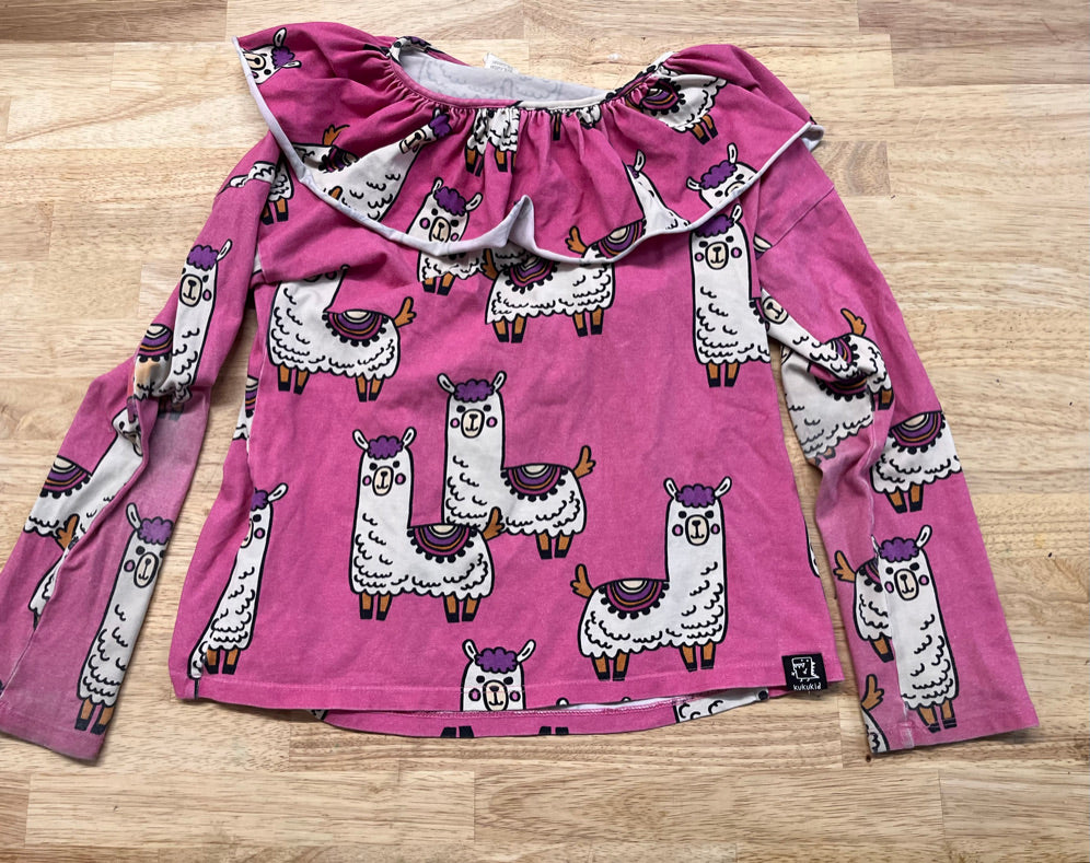 Kuku Kid Llama Shirt with Ruffle – Size 9Y PLAY