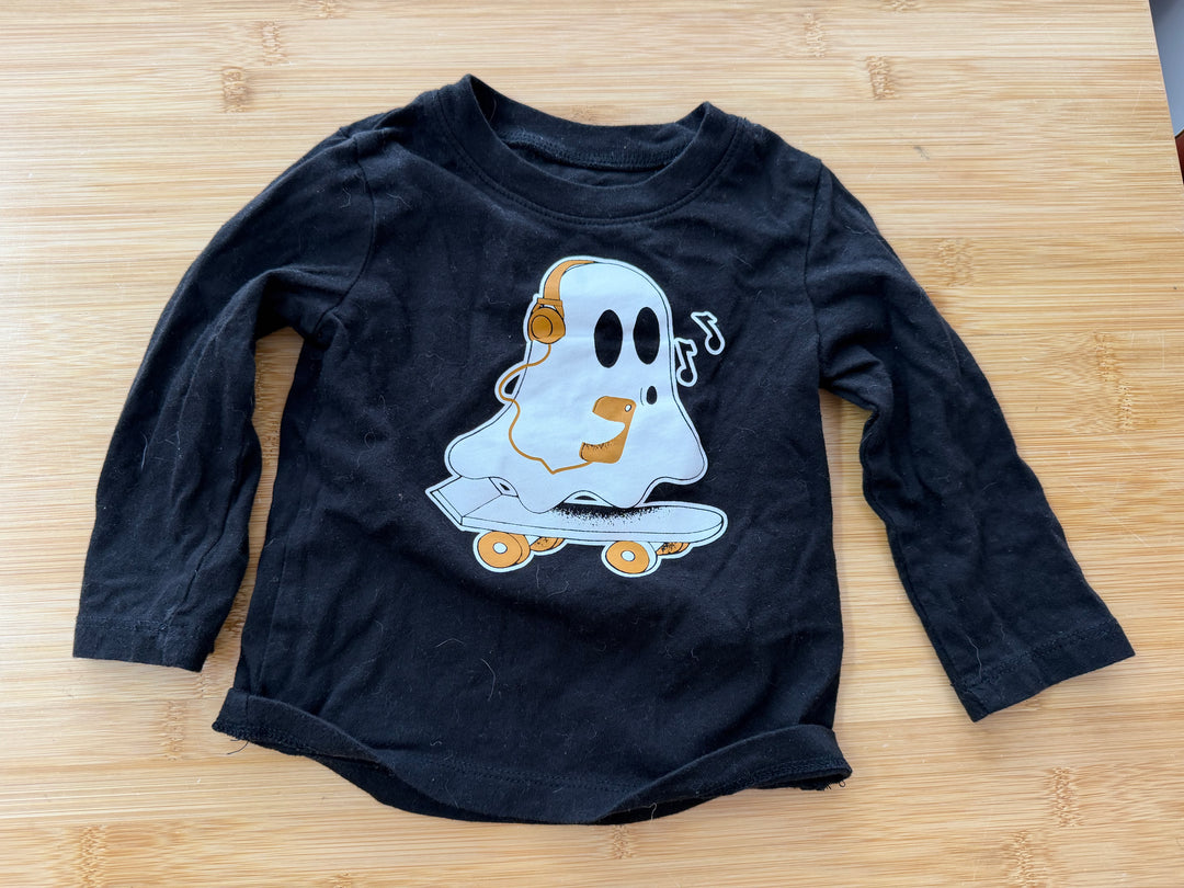 Baby Gap Long Sleeve Shirt – 18-24 Months | Black | Ghost on Skateboard Graphic