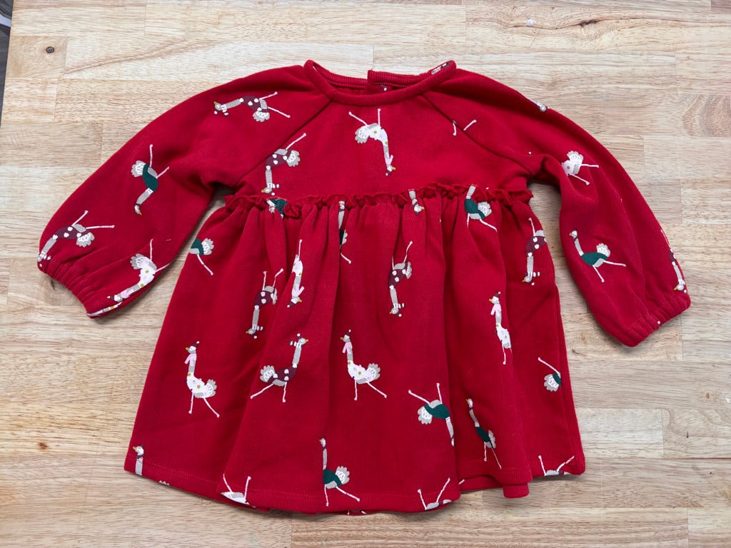 Rise Little Earthling 6-9M Dress - Christmas Ostriches - Nest and Sprout-Consignment