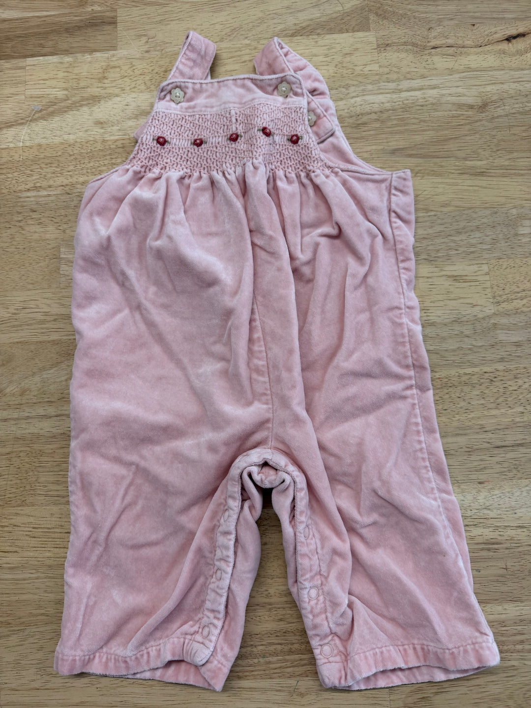 Janie and Jack Smocked Bodice Pink Overalls – 3–6M | Cotton/Rayon Buttons Excellent