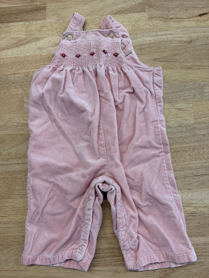Janie and Jack Smocked Bodice Pink Overalls – 3–6M | Cotton/Rayon Buttons Excellent