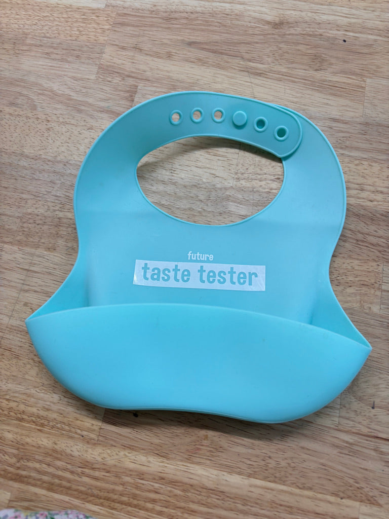 Silicone Bib – “Future Taste Tester” (Blue)