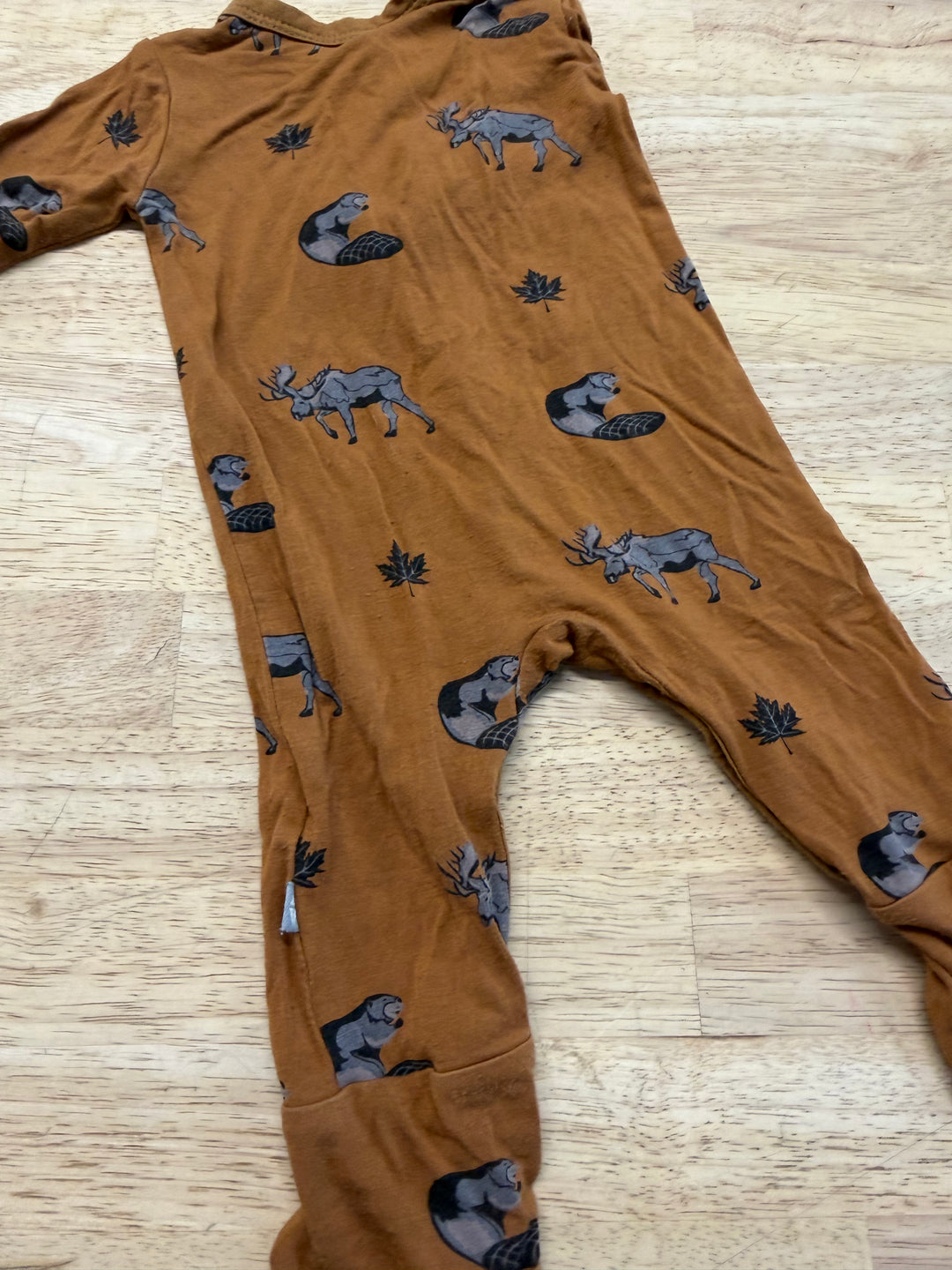 Kyte Baby Canadian Moose & Beaver Footless Romper – Newborn | Snap-Up | Play
