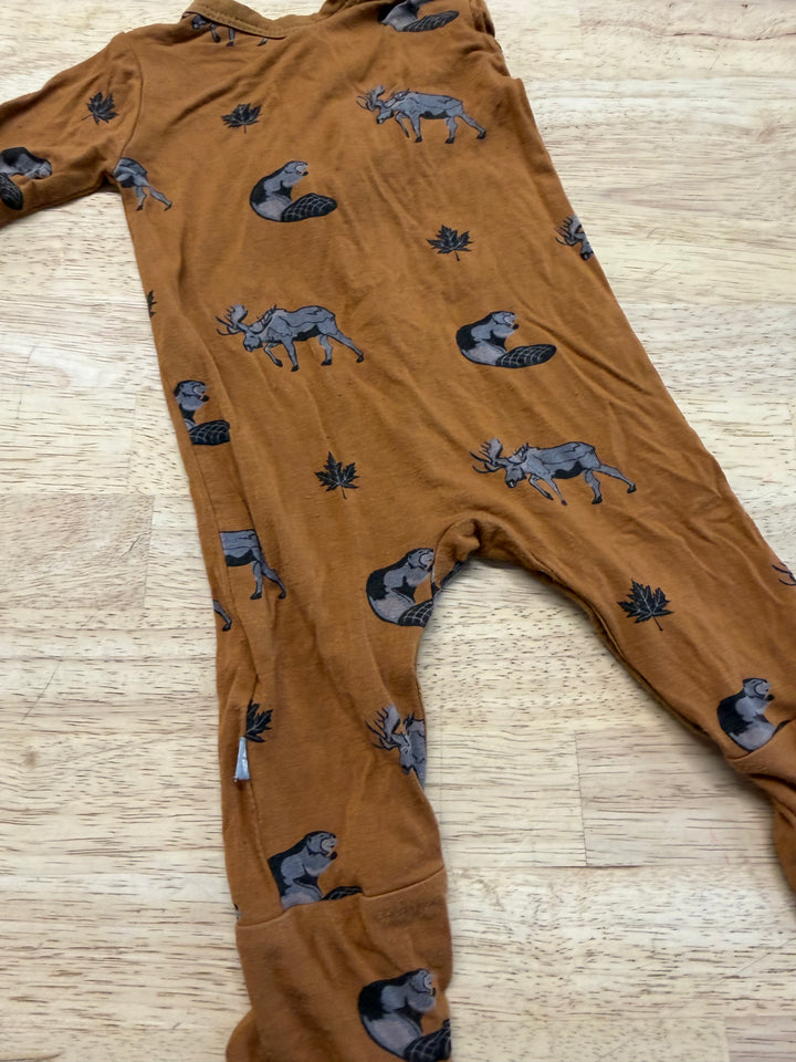 Kyte Baby Canadian Moose & Beaver Footless Romper – Newborn | Snap-Up | Play