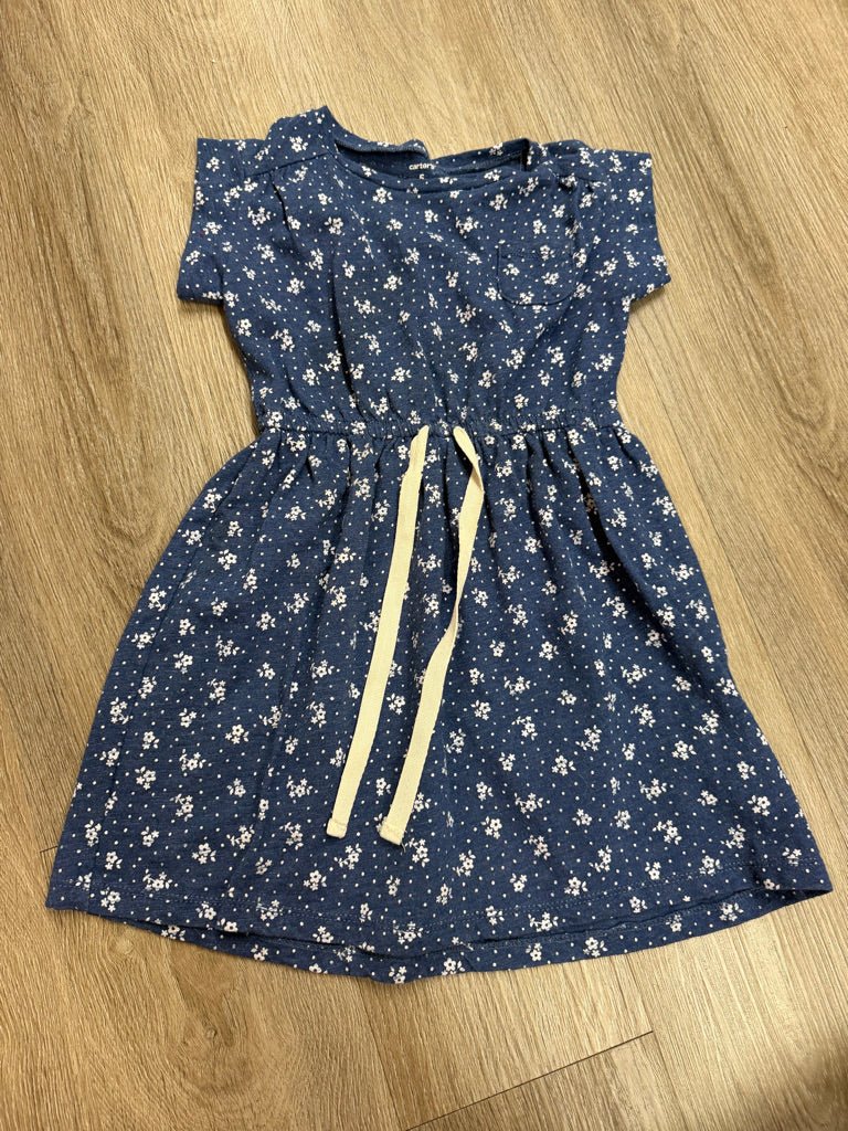 Carter's Blue Floral Jersey Drawstring Dress – 5 - Nest and Sprout-Consignment