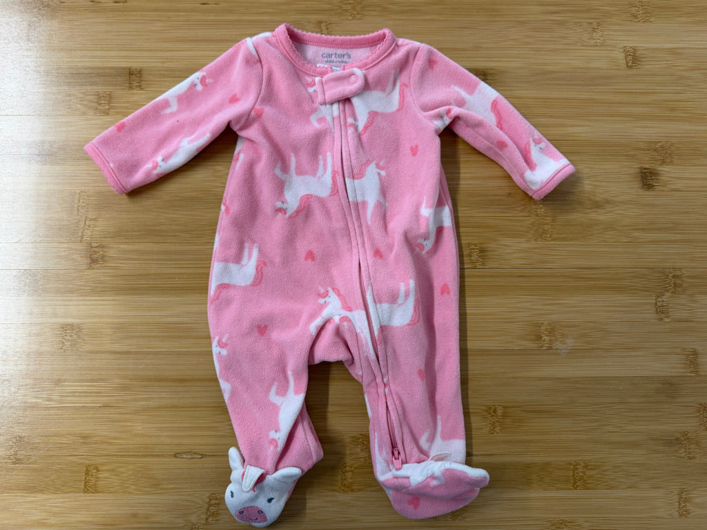 Child of Mine by Carter's Fleece Sleeper – Newborn | Unicorn Print Two-Way Zip | Play