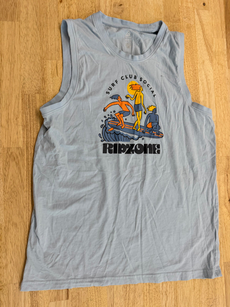 Ripzone Surf Club Social Tank Top – Youth XL | Light Blue