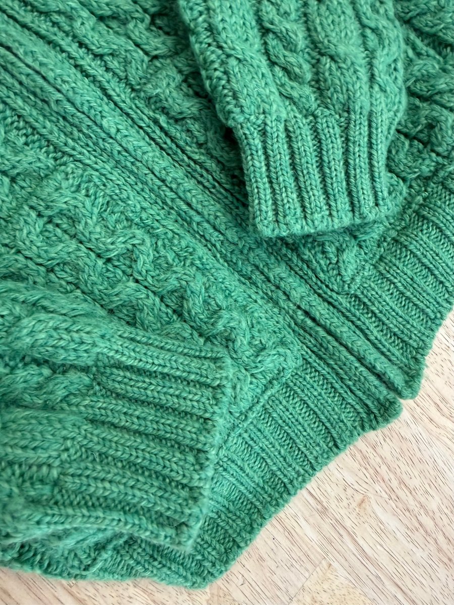 Aran Crafts Ireland Cable Knit Hooded Zip Up – 6-7 | 100% Merino Wool | Made in Ireland - Nest and Sprout-Consignment