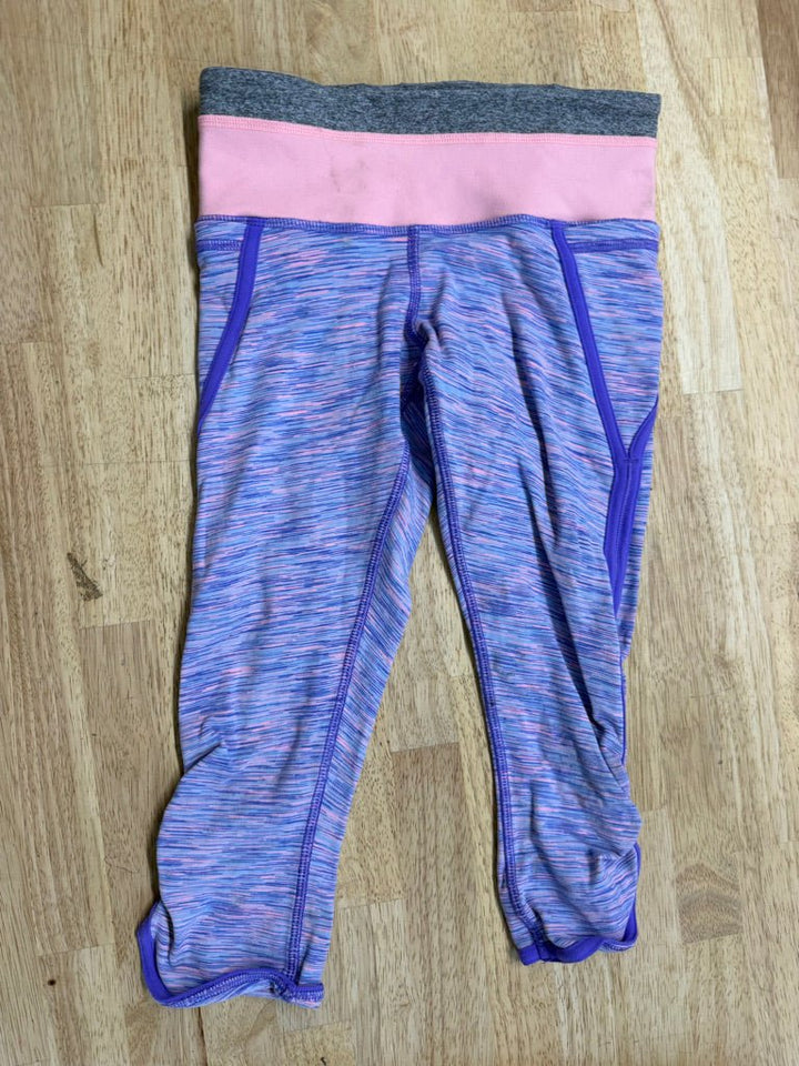 Ivivva Purple Capri Leggings – 8 | Pink & Grey Band - Nest and Sprout-Consignment