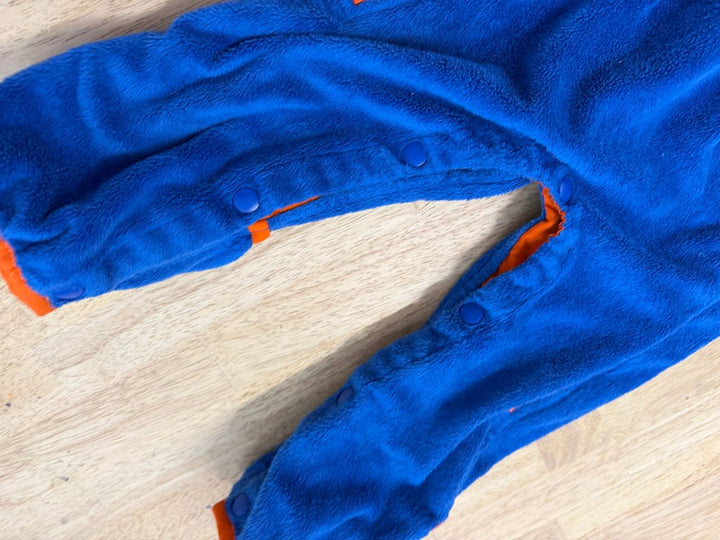 The North Face Fleece Bunting Suit – 12–18M | Blue Orange Zipper Snap Crotch - Nest and Sprout-Consignment
