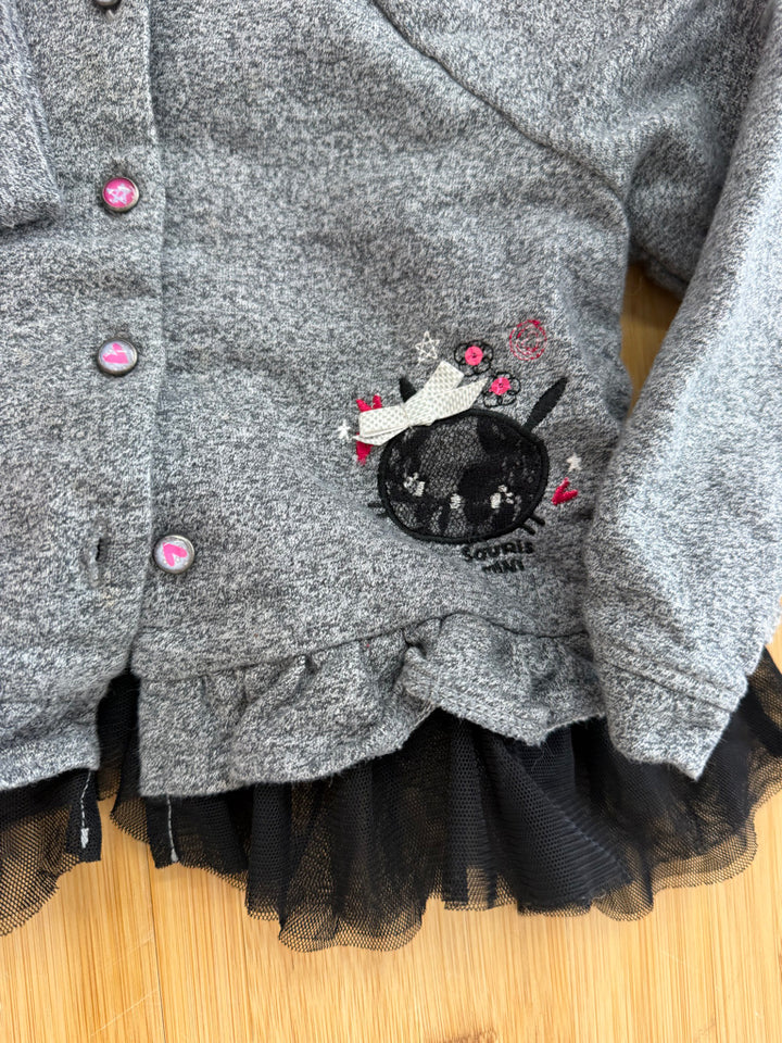 Souris Mini Grey Tulle Peplum Button-Up Sweatshirt – 24M