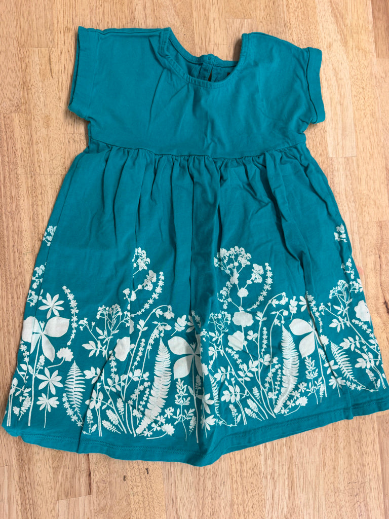 Tea Collection Dress – 4 | Teal Bleached Print with Fauna | Short Sleeve