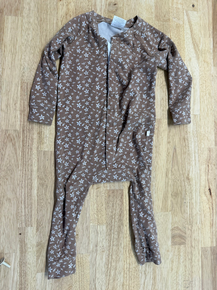Jax & Lennon Floral Brown Romper – 12–18M | Long Sleeve Snap Buttons PLAY