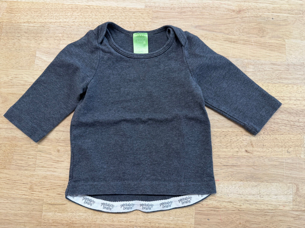 Peekaboo Beans Charcoal Baby T-Shirt | Size 3–6M