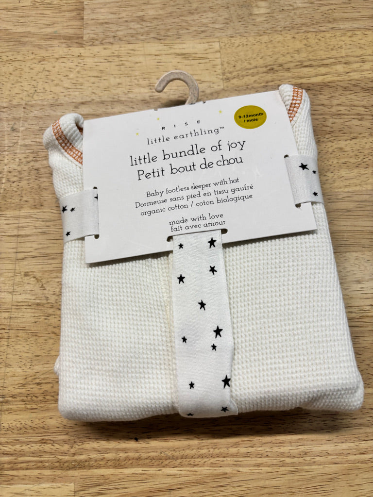 Rise Little Earthling “Little Bundle of Joy” Footless Sleeper with Hat – 9–12M