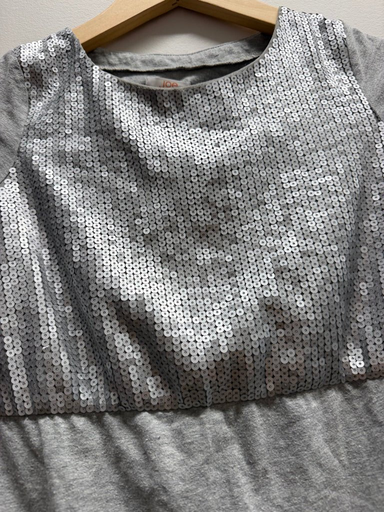 Joe Fresh Light Grey Sequin Dress – 10/12 | Short Sleeve 95% Cotton - Nest and Sprout-Consignment