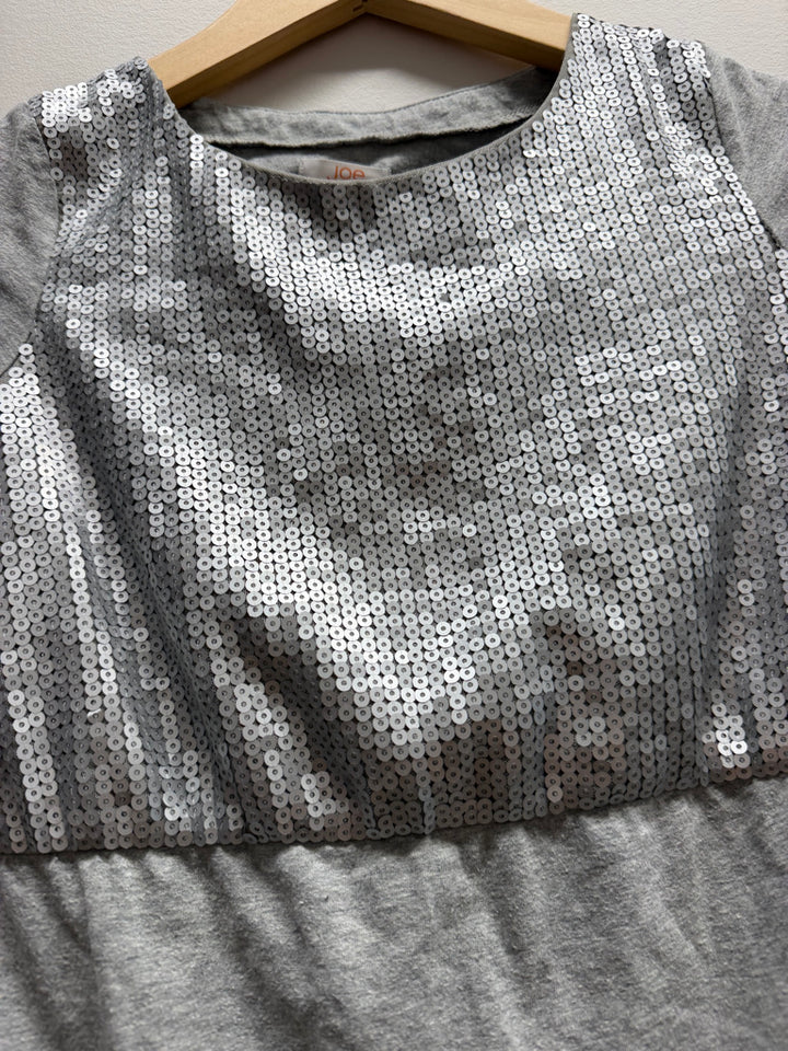 Joe Fresh Light Grey Sequin Dress – 10/12 | Short Sleeve 95% Cotton