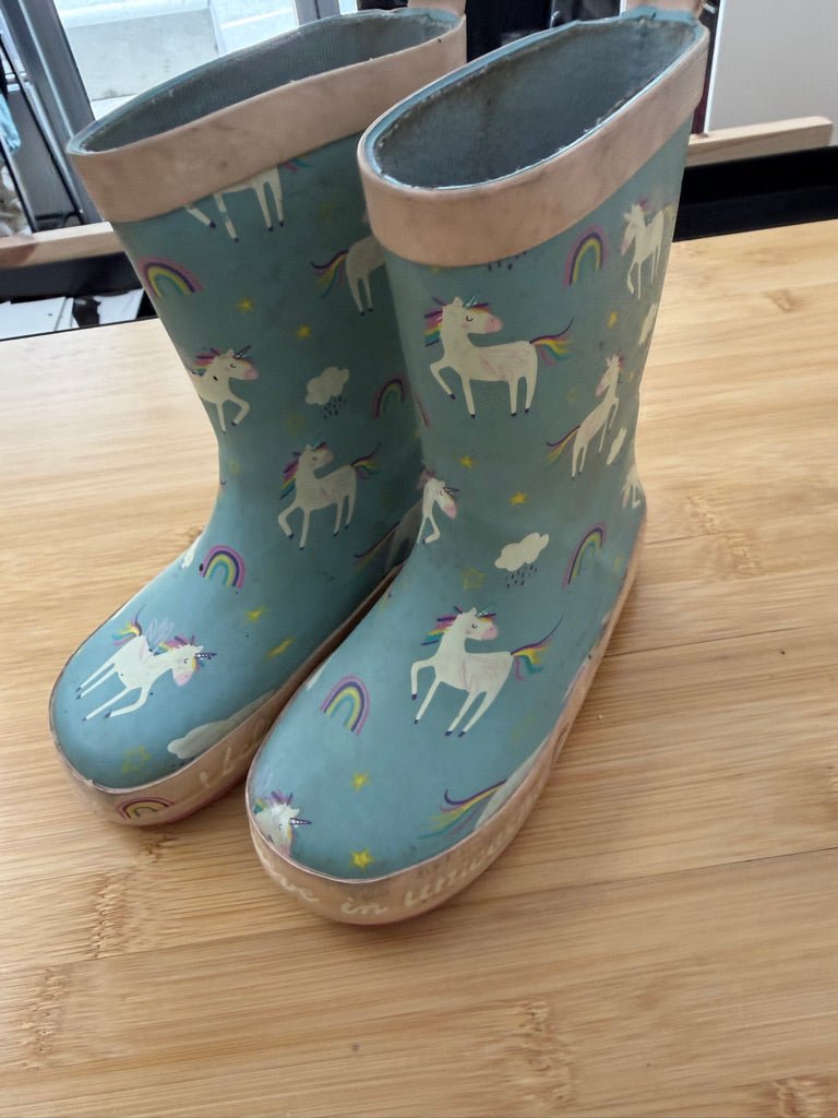 Elements Unicorn Rain Boots – 8 | Blue | Play - Nest and Sprout-Consignment