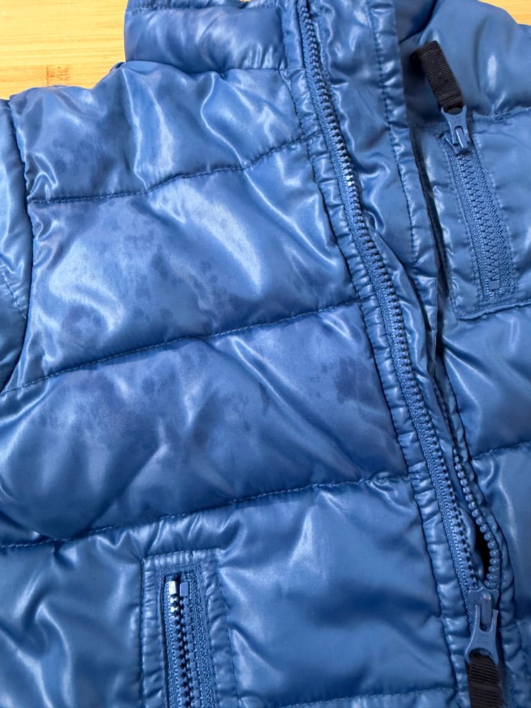 Baby Gap Puffer Jacket – 6–12M | Blue Fleece Lined - Nest and Sprout-Consignment