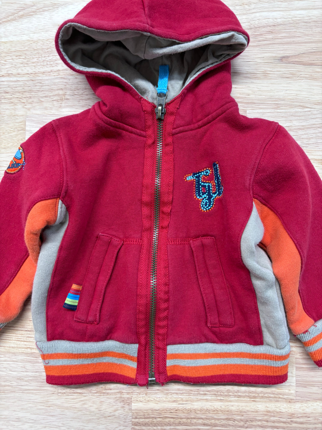 Gagou Tagou Red Zipper Sweater (9 Months)