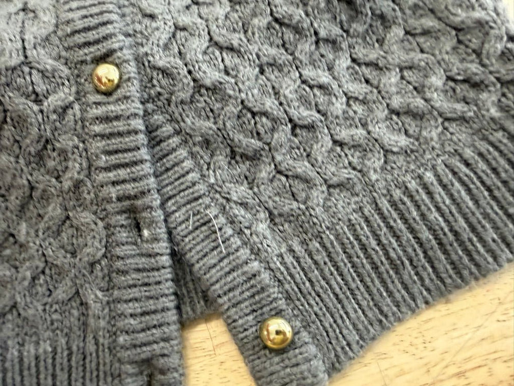 Janie and Jack Grey Knit Cardigan imperfect | Size 3–6M - Nest and Sprout - Consignment