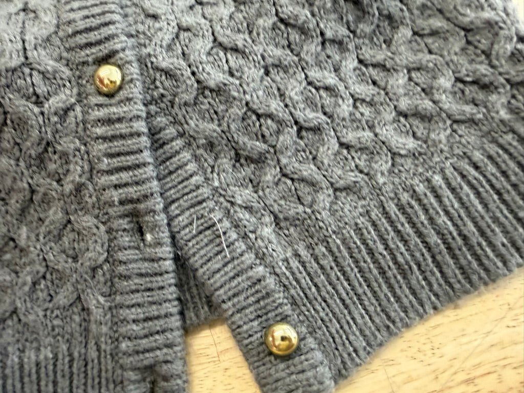 Janie and Jack Grey Knit Cardigan imperfect | Size 3–6M - Nest and Sprout - Consignment