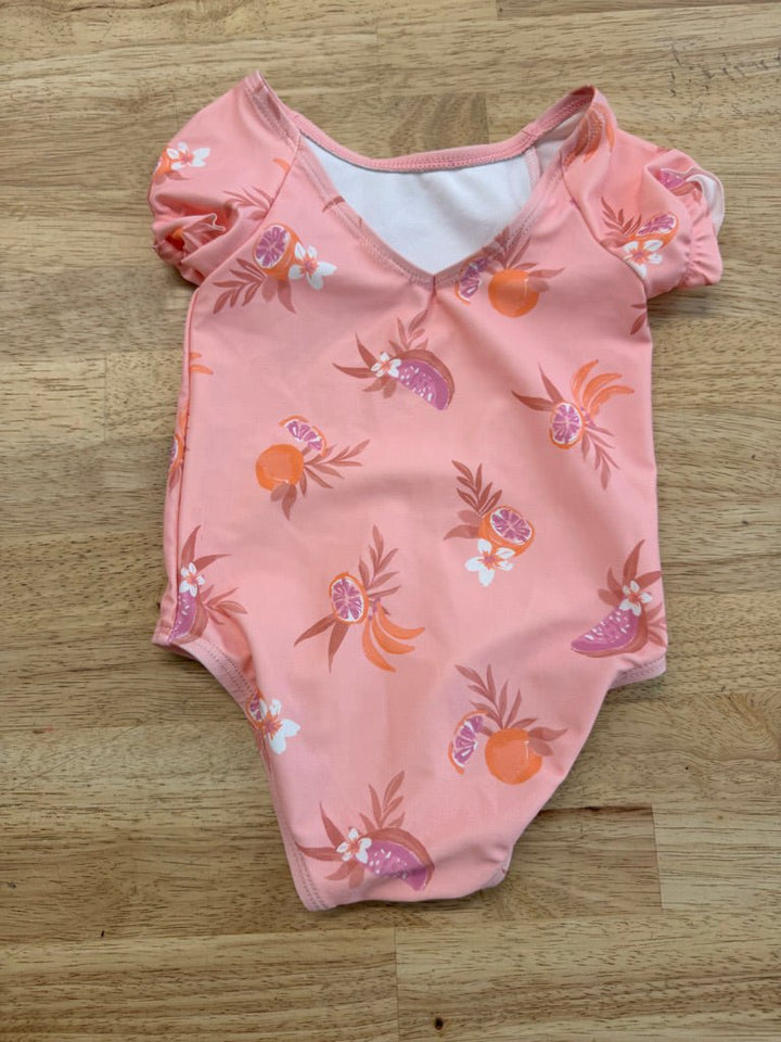 OshKosh Swimsuit – 12M | Peach Orange Print Snap Crotch - Nest and Sprout - Consignment