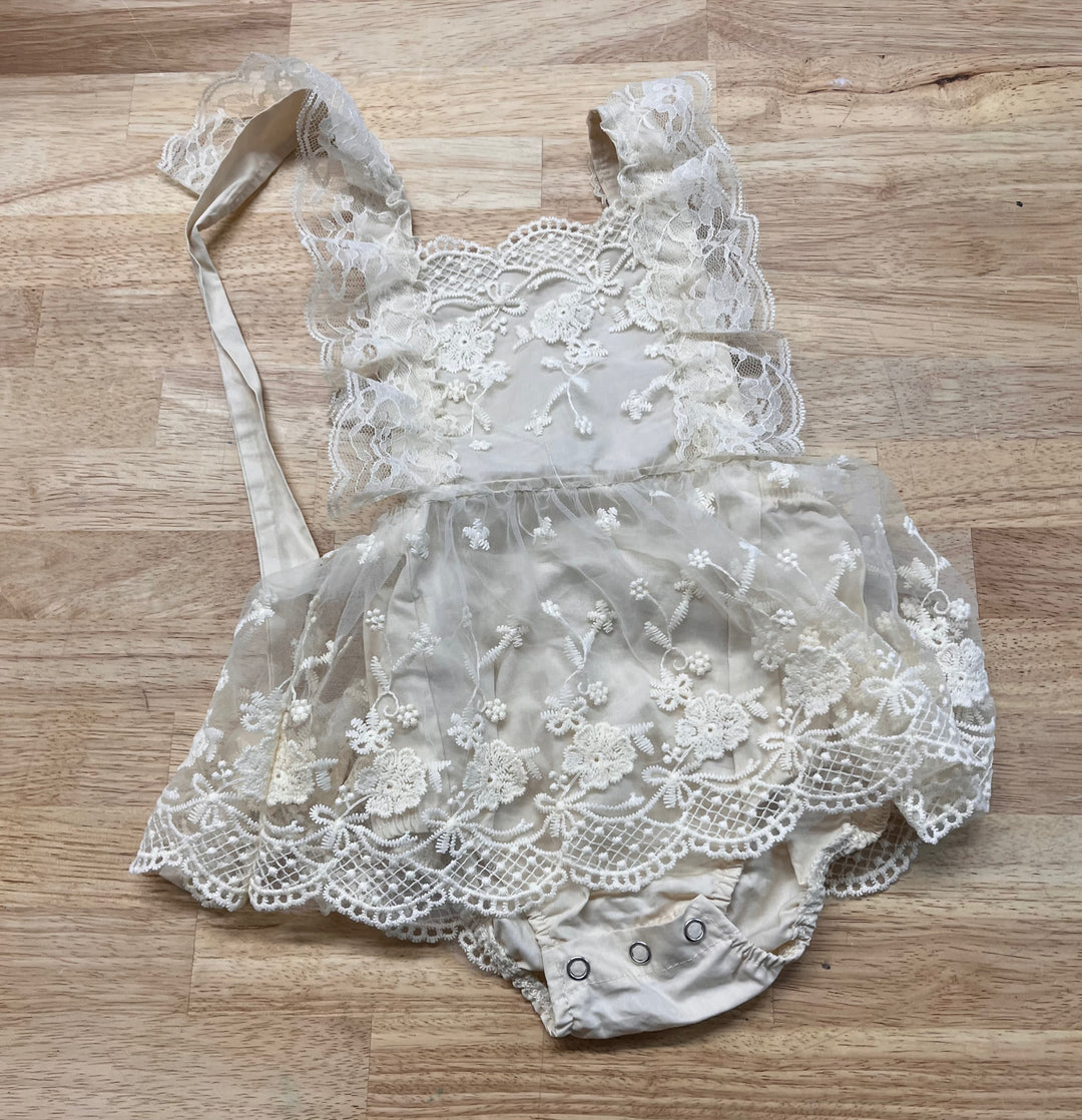 Infant Romper – Size ? (Cream, Lace Overlay)