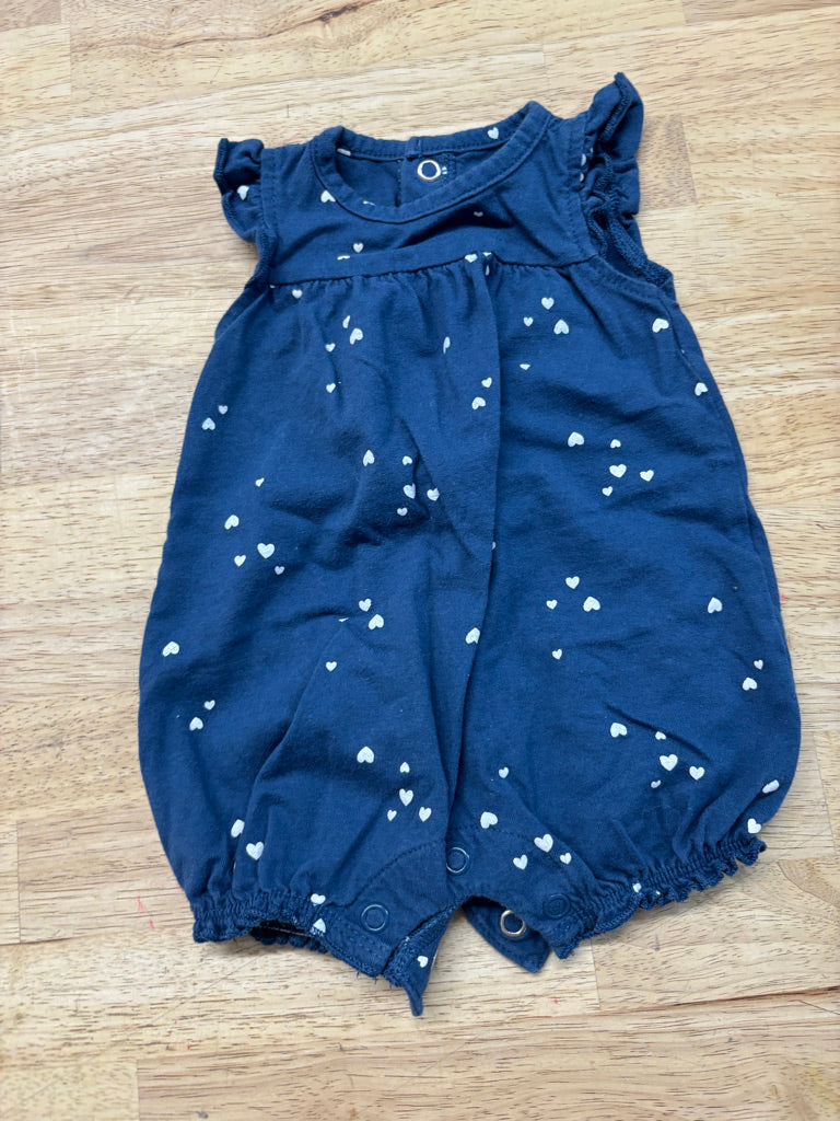 Carter’s Navy Heart Print Short Romper | Size NB