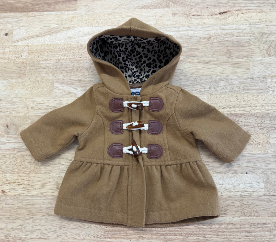 Old Navy Leopard Hood Toggle Dress Jacket – 0–3M | Beige Excellent